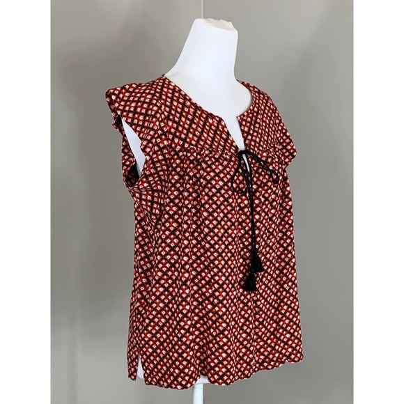 FREE Ann Taylor Red Peasant Boho Blouse Spring Summer Professional Career Resort - Picture 5 of 11